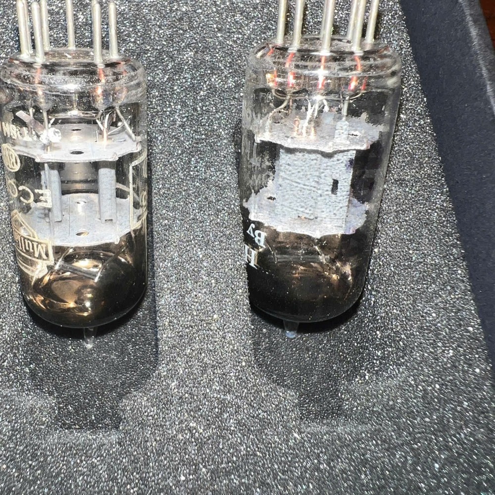 MULLARD 12AT7 ECC81 SQUARE GETTER TK1 R8E SAME CODE PAIR TUBES