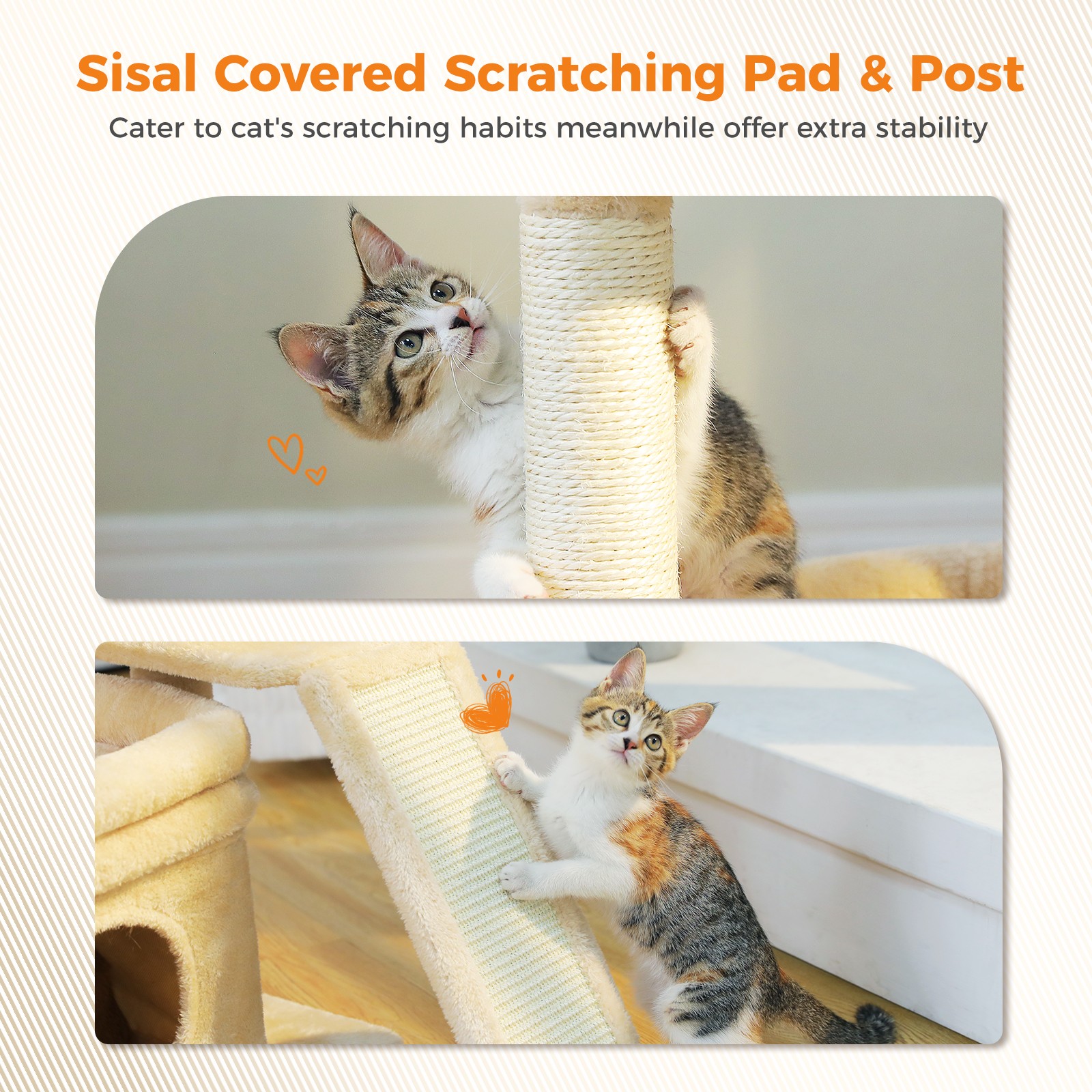 PAWZ Road Small Cat Tree Tower for Large Adult Cat with Wide Top Perch Condo 27"