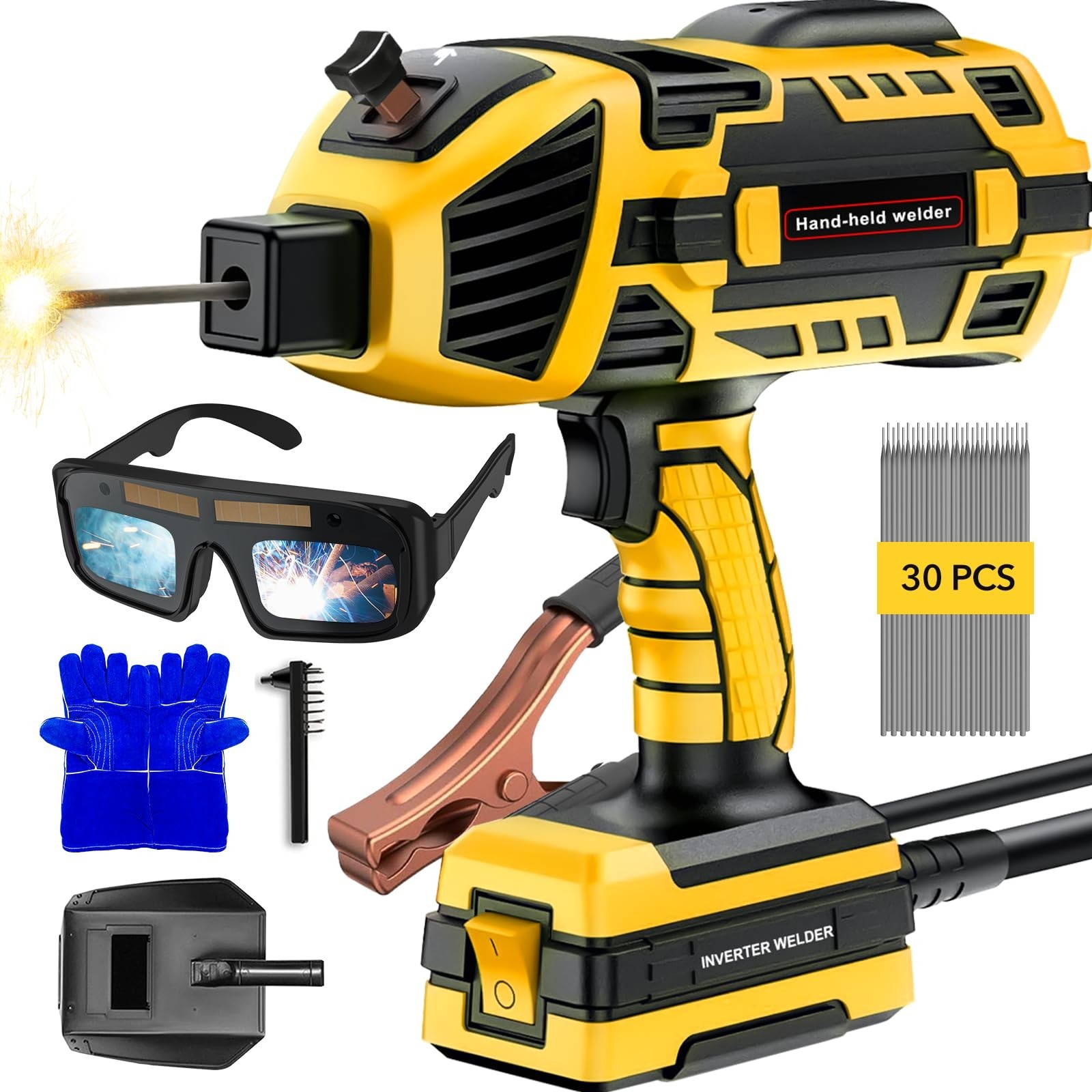 Portable Stick Welder 110V, 120A Handheld Welding Gun with Goggles & 30 Rods