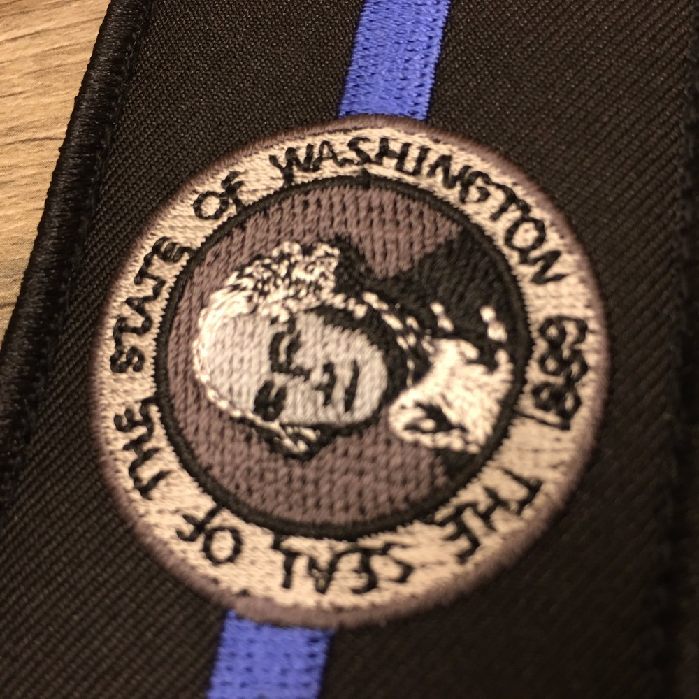 Subdued Thin Blue Line Washington State Flag Patch, Law Enforcement