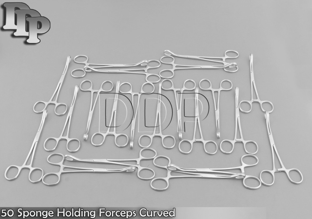 50 Sponge Holding Forceps Curved 6" Surgical Instruments