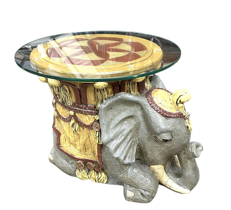 Vintage Circus Elephant End Table Continental Studios CARSUKE Chalkware Ceramic