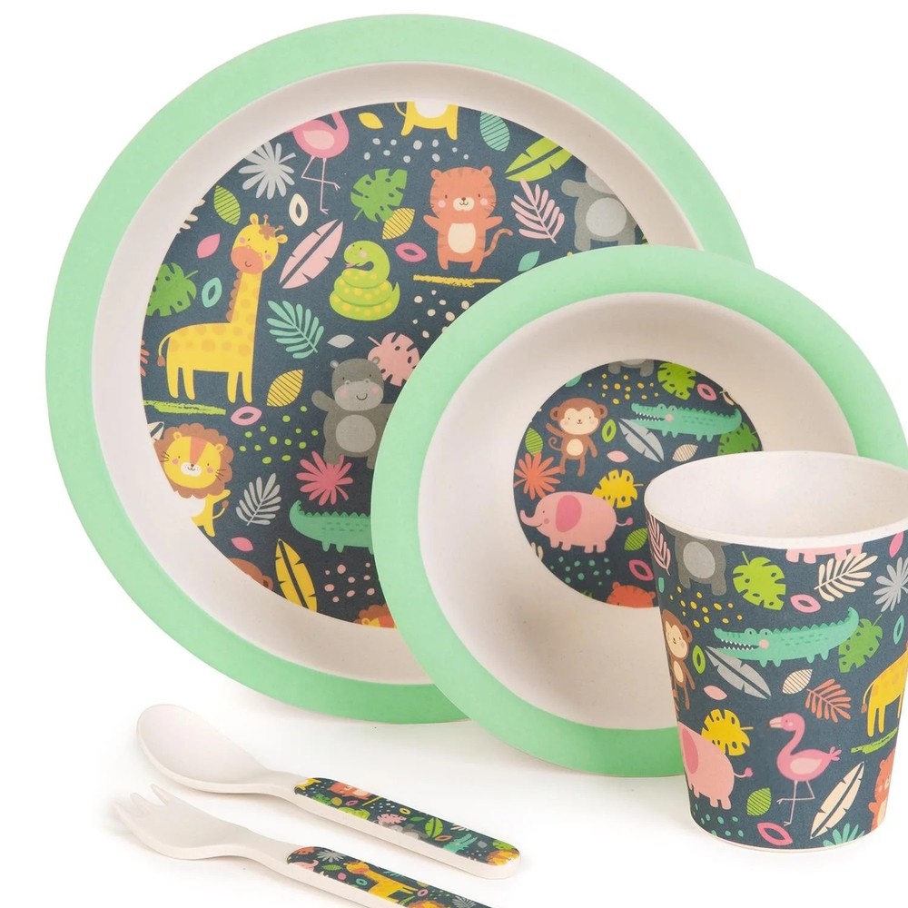 Boppi: Bamboo Dinnerware 5-Piece Set - Jungle Set 2