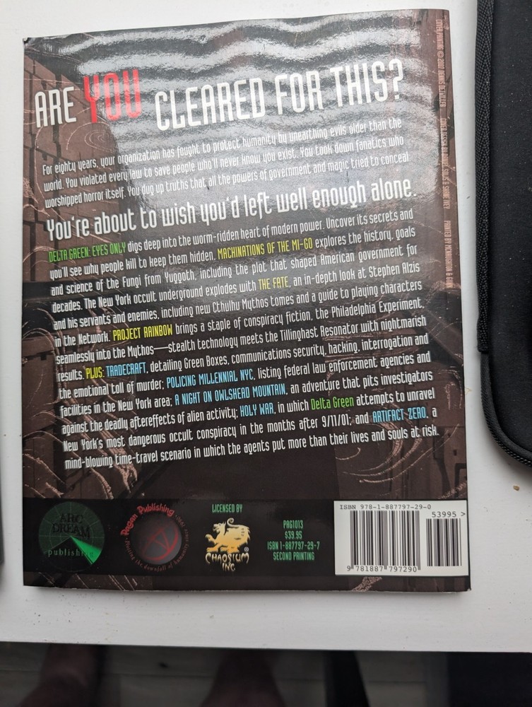 DELTA GREEN - EYES ONLY SOFTBACK SUPPLEMENT - VG/EX