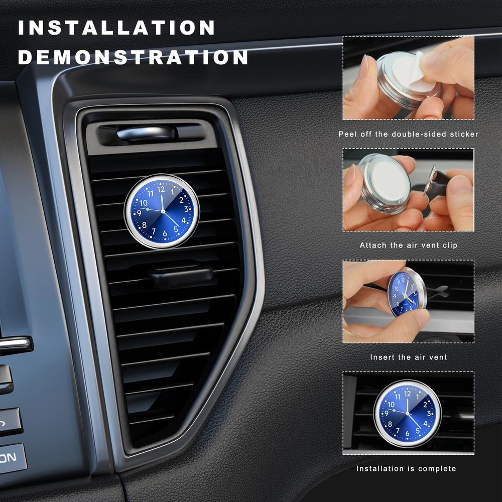 2 Pcs Analog Car Clocks Stick On Dashboard Clock Mini Auto Tiny Watch