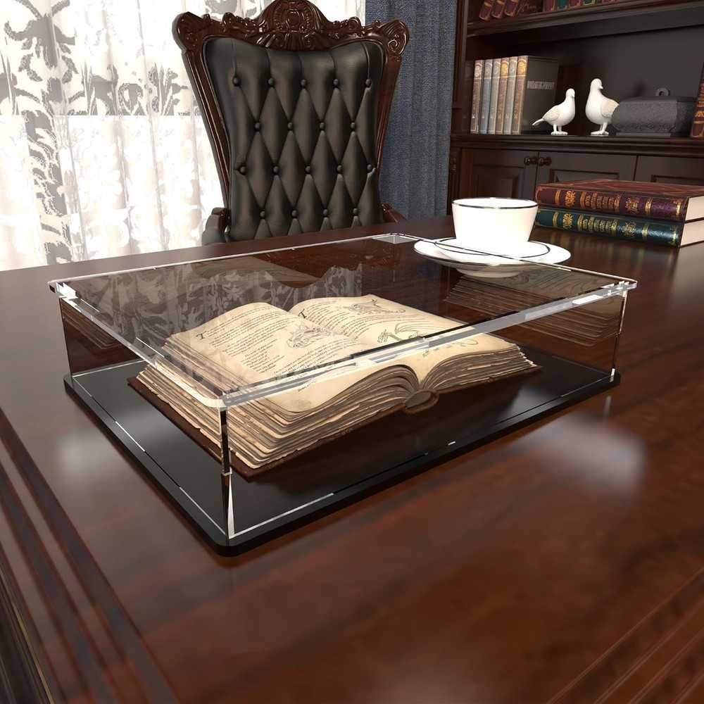 Book Display Case Clear Book Protector Case, Acrylic Display Cover Case for B...