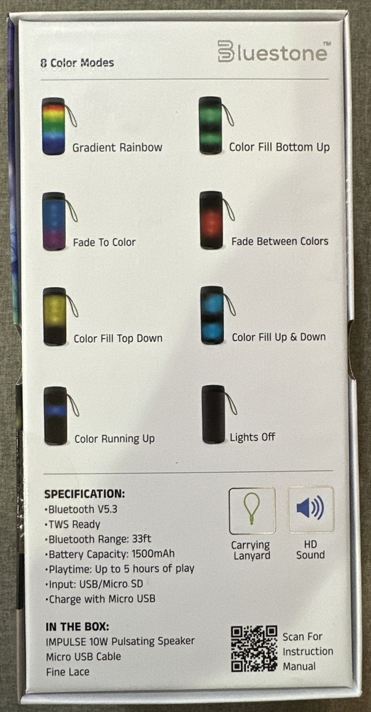 BRAND NEW SEALED Bluestone Impulse 10w Pulsating Speaker Bluetooth