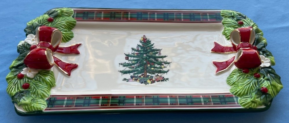Spode Christmas Tree Tartan Serving Tray New