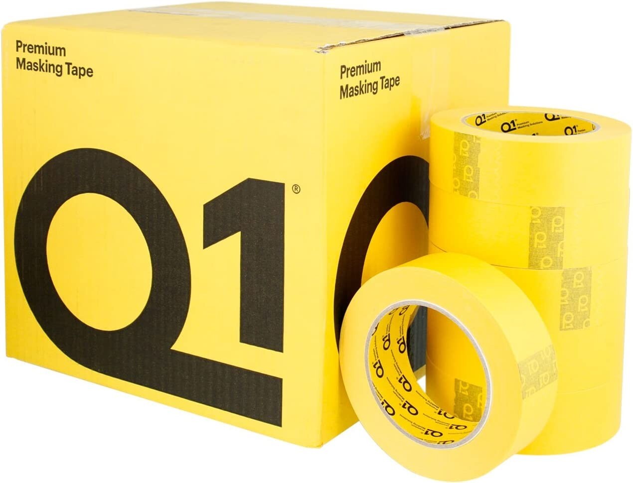 Q1 - 1-1/2 inch Premium Automotive Yellow Masking Tape - Case of 24 Rolls