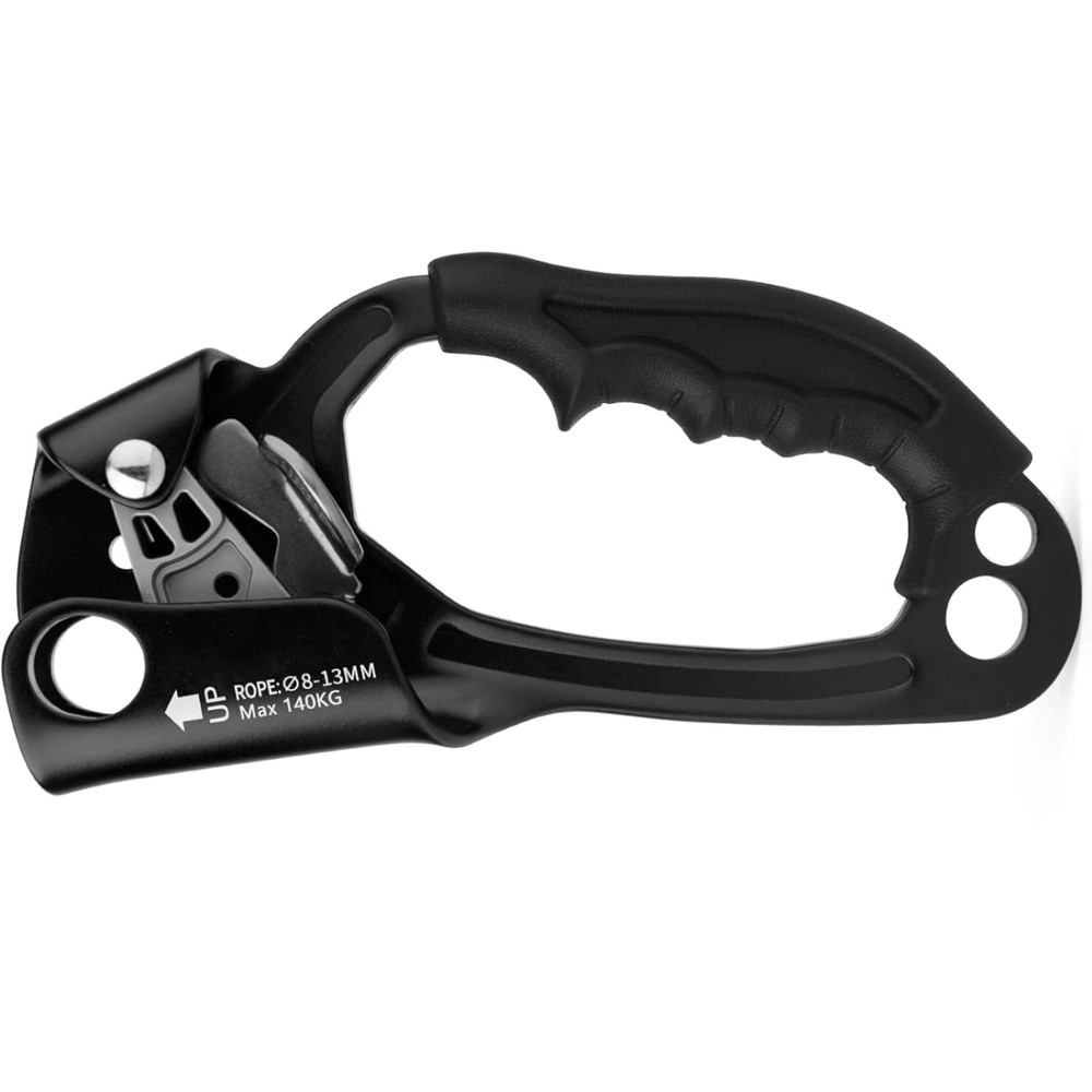 Black Durable Right Hand Ascender Multiple Holes Rock Climbing Ascender Outdoor