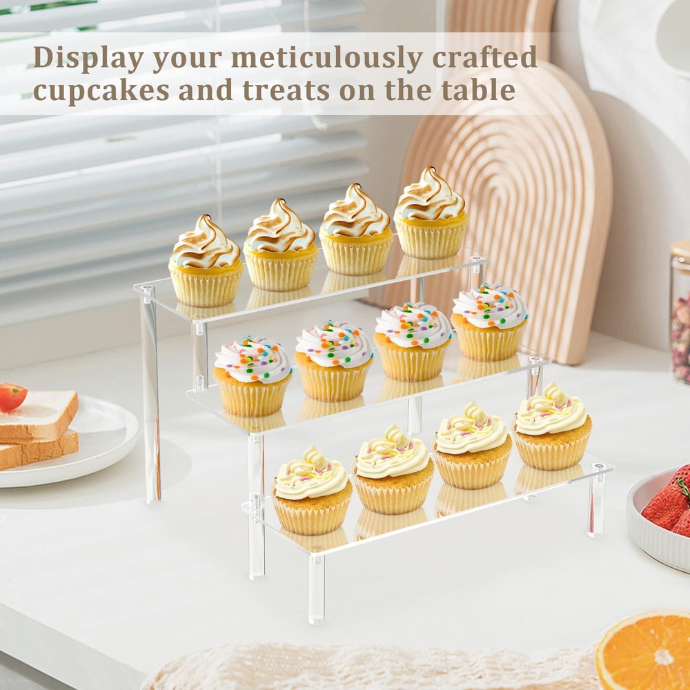 Acrylic Riser,2 Pcs Clear Display Risers Stand Cologne Organizer Acrylic Shel...