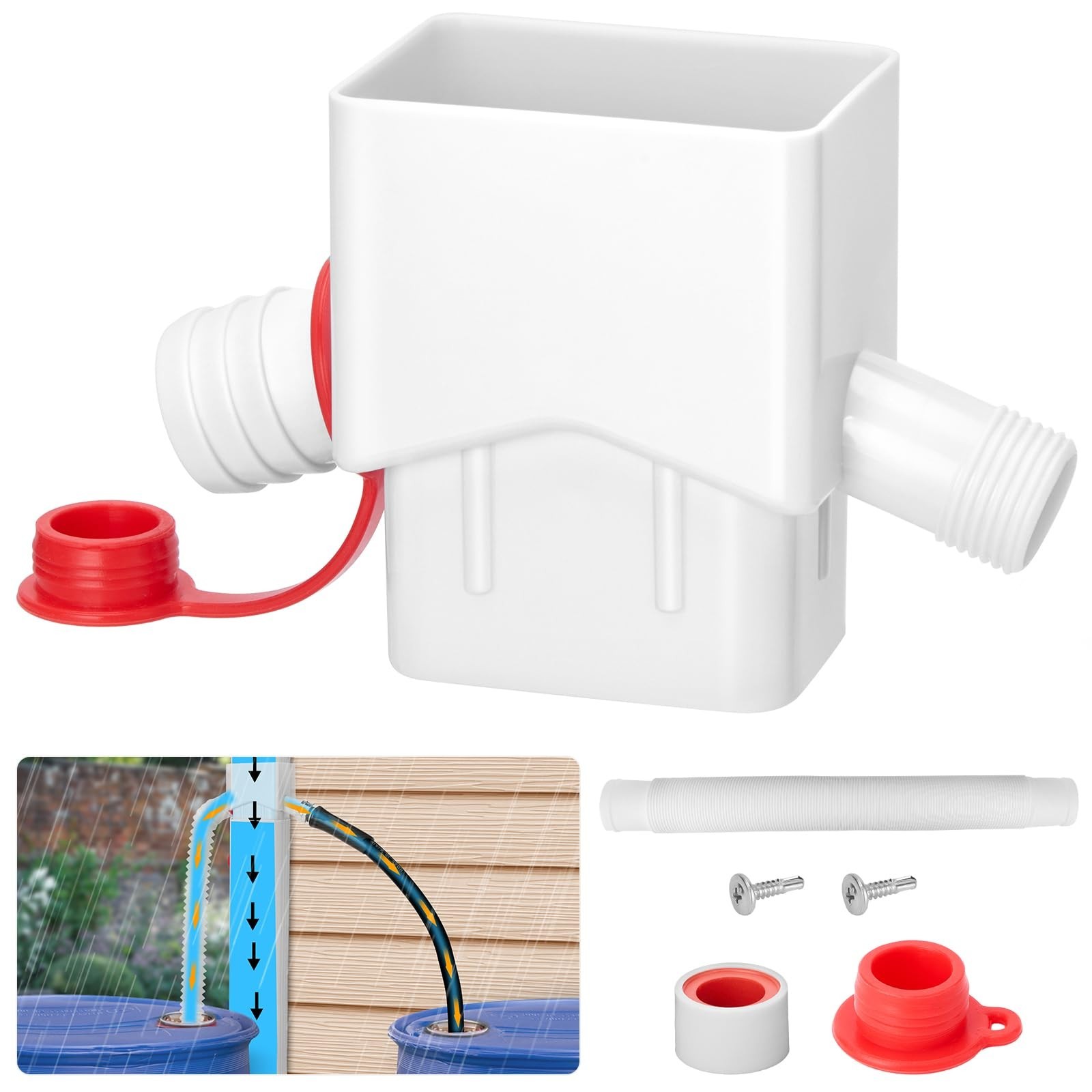WADEO Rain Barrel Diverter Fits for 2"x 3" Standard Downspout with 5FT Hose