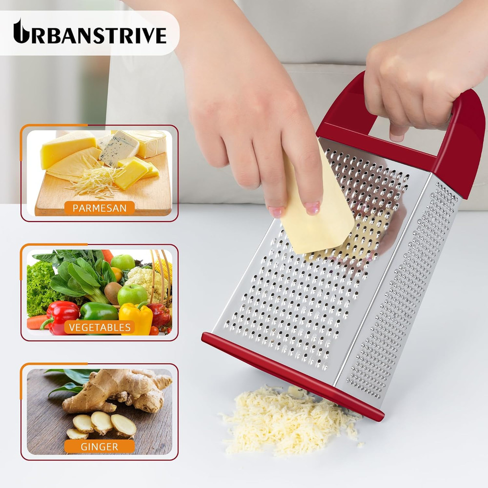 Cheese Grater with Container, Professional Cheese Grater with Handle, Stainless