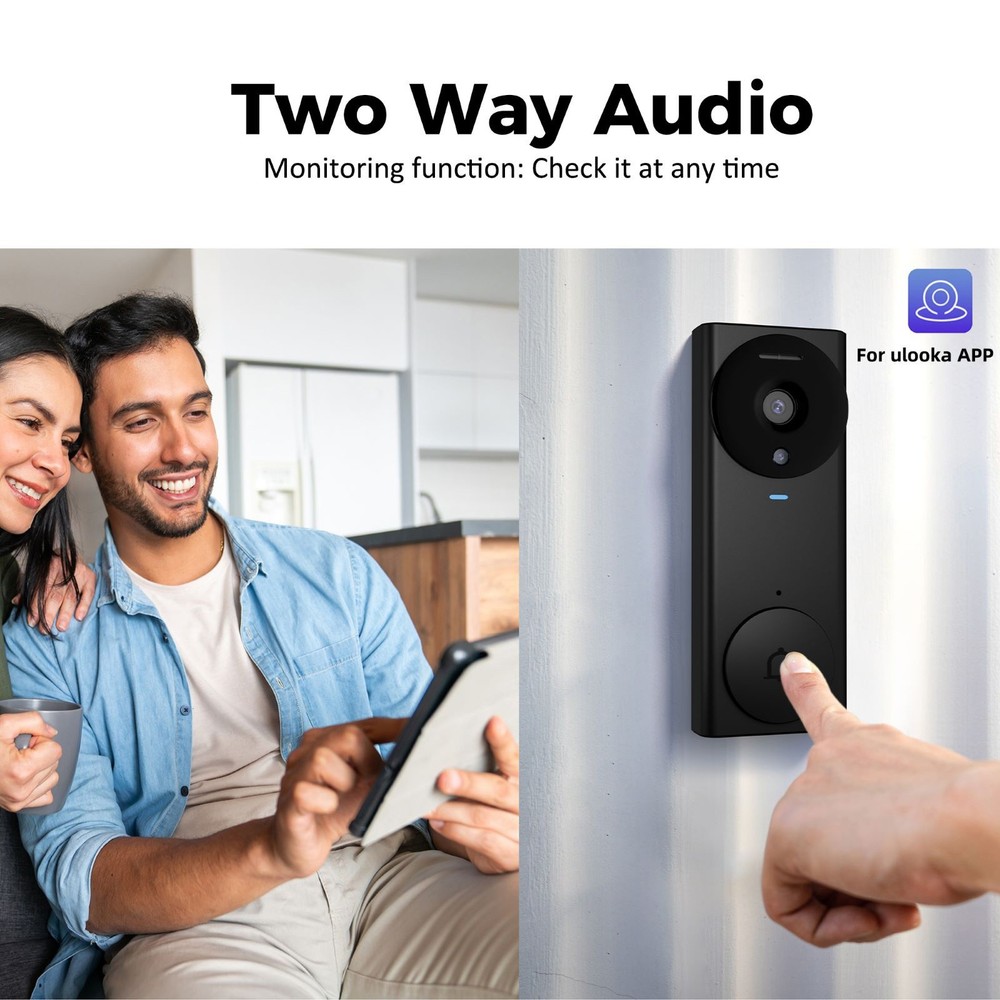 Smart Wireless Doorbell Intercom Video Camera Door Ring Bell For ULooka APP
