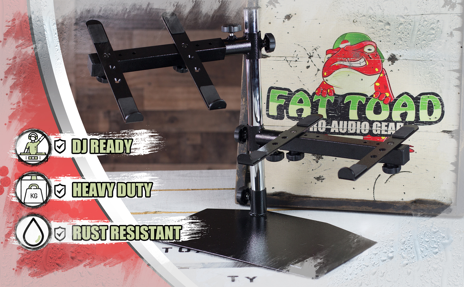 Double DJ Laptop Stand - 2 Tier PA Equipment PC Table Monitor CD Player Speakers