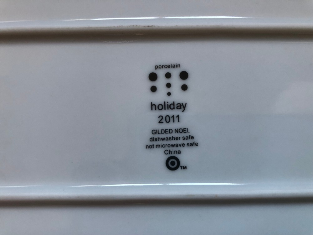 Target Holiday 2011 Gilded Noel 18" Rectangular Porcelain Snowflake Tray ~ NWOB