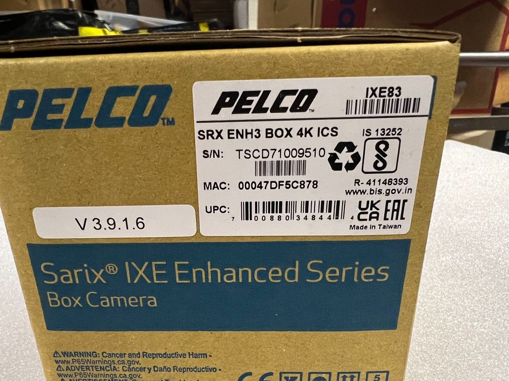 Pelco IXE83 8 Megapixel 4K Sarix Enhanced Network Box Camera