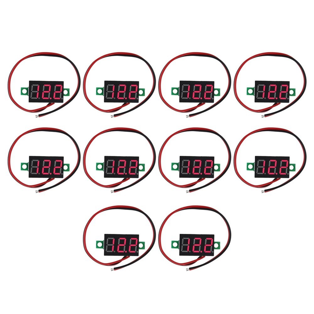 10pcs 2 Wire Digital Voltmeter DC 2.5V-40V Digital Voltage Test1974