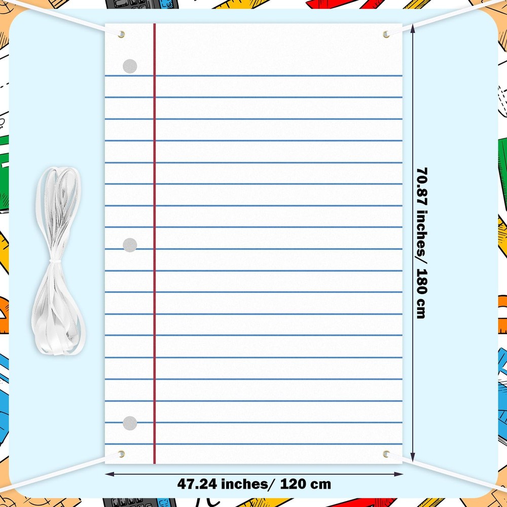 5.9x3.9 Ft School Notebook Paper Backdrop Welcome First Day Classroom Decor