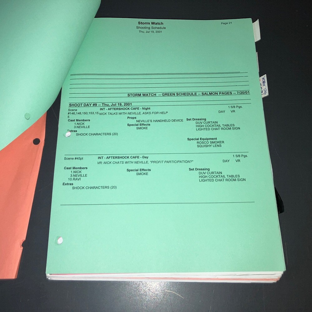 Storm Watch 2001 Movie Script Sci Fi Gamer Production Draft Notes COA