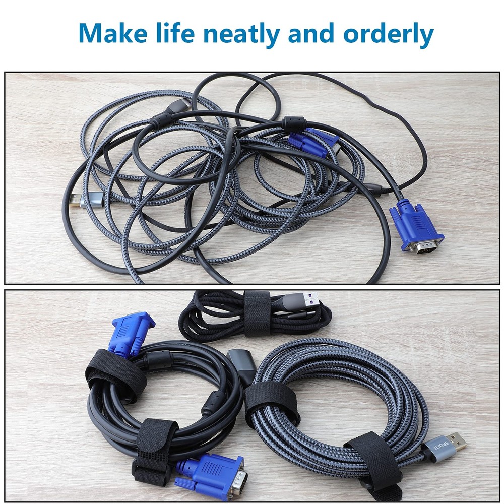 25 Pack 12 Inch Reusable Fastening Cable Straps Hook and Loop Cinch Cable Ties