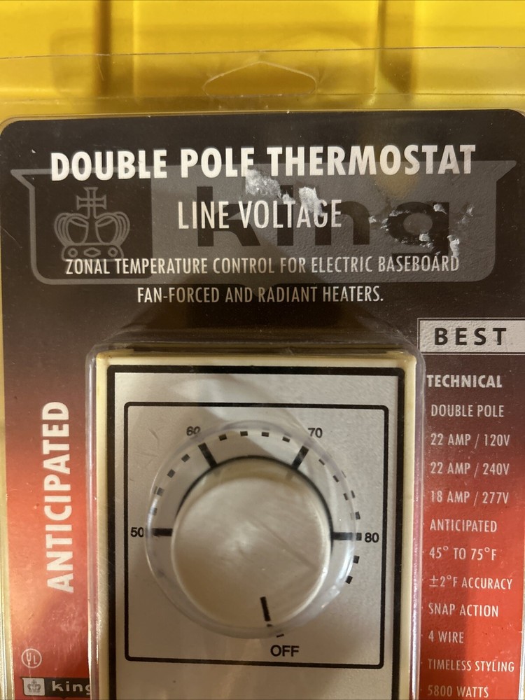 KING DOUBLE POLE - 4 WIRE LINE VOLTAGE ZONE CONTROL THERMOSTAT KING HET-2R
