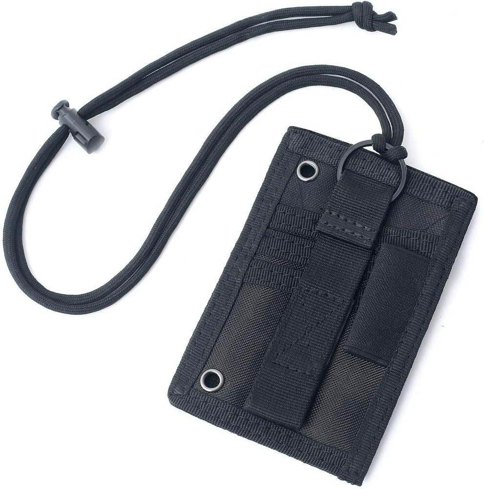 Tactical ID Card Holder Organizer with Neck Lanyard Hook&Loop Patch Badge Holder