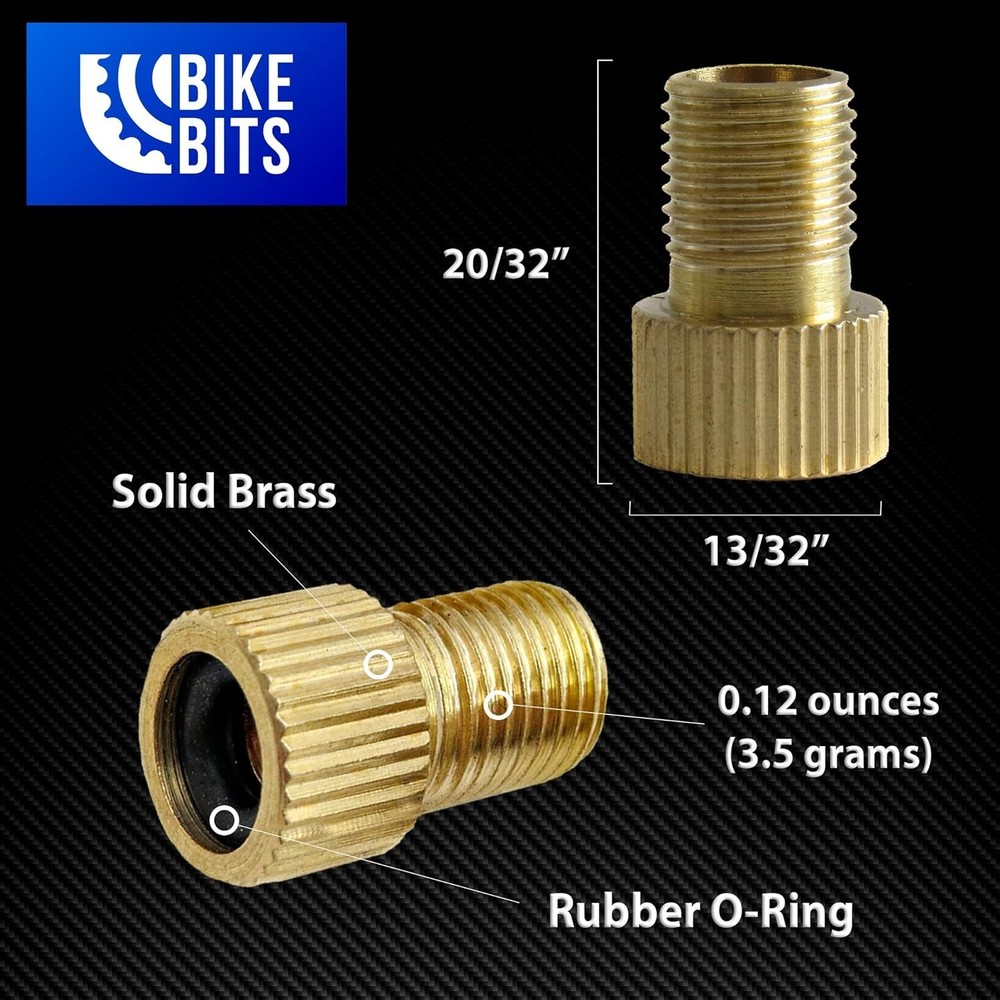 Brass Presta Valve Adapter - Convert Presta to Schrader - Inflate Tire Using ...