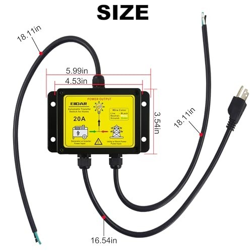 20 Amp Automatic Transfer Switch for Home Generator - AC120V Power Backup Soluti