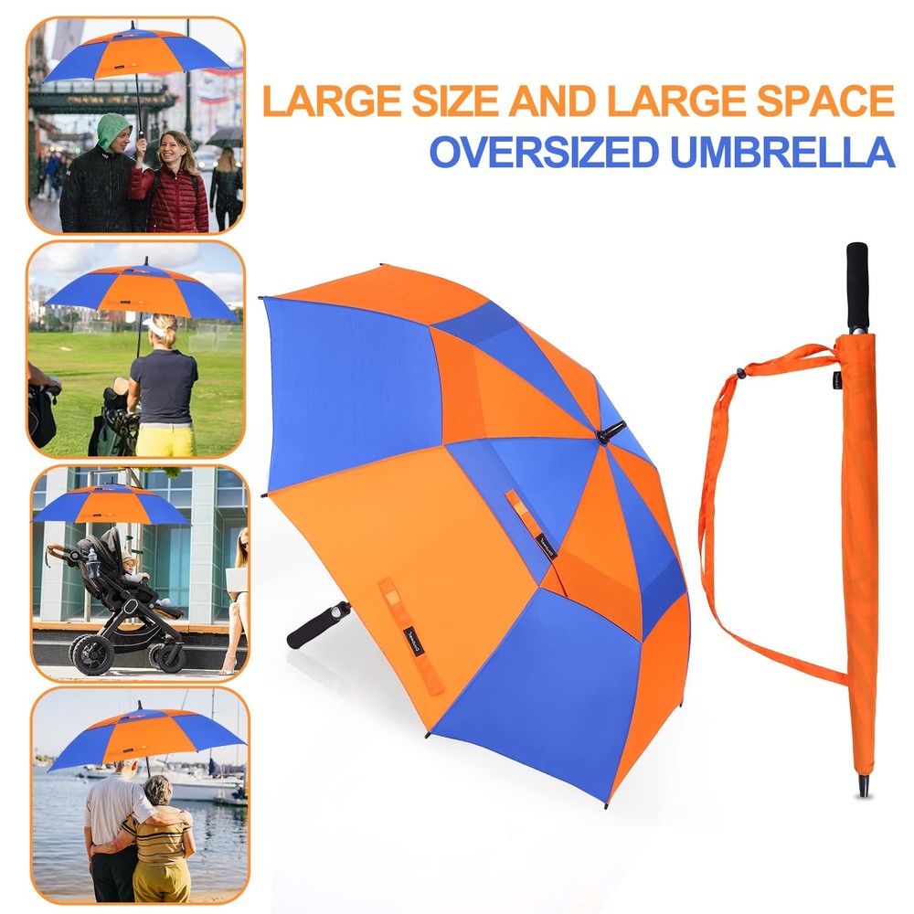 Best Vented Golf Umbrella 54/62/68 Inch Automatic Extra Large Windproof Oversize