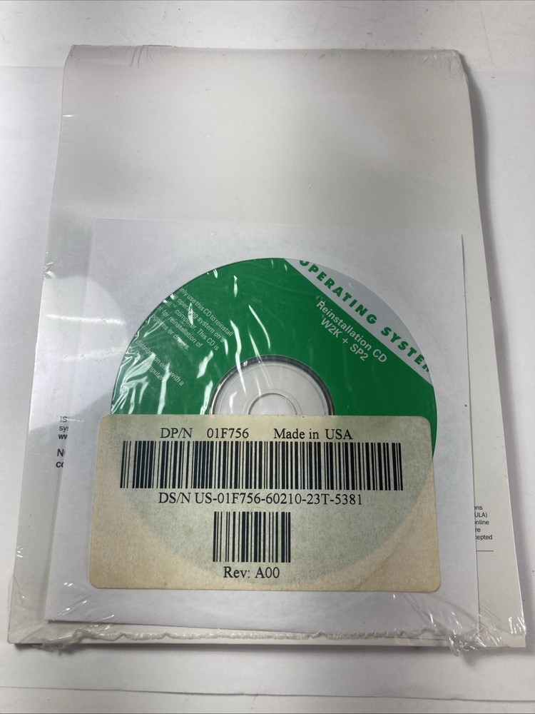 Dell Microsoft Windows 2000 Professional Reinstallation CD W2K+SP2 New Sealed