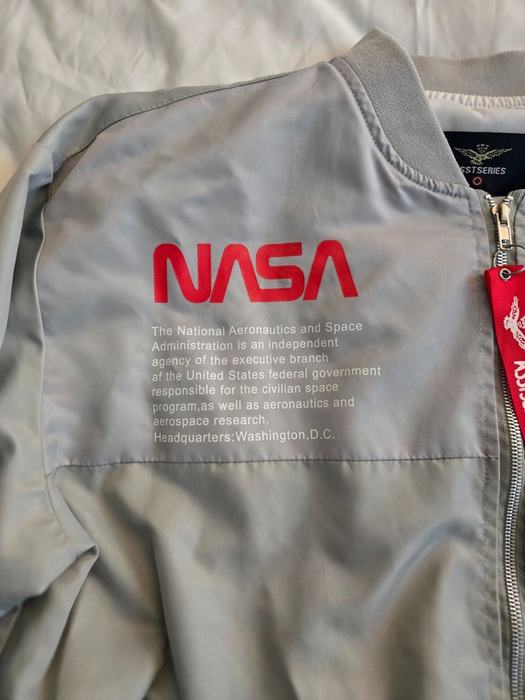 Oversized NASA Print Bomber Jacket