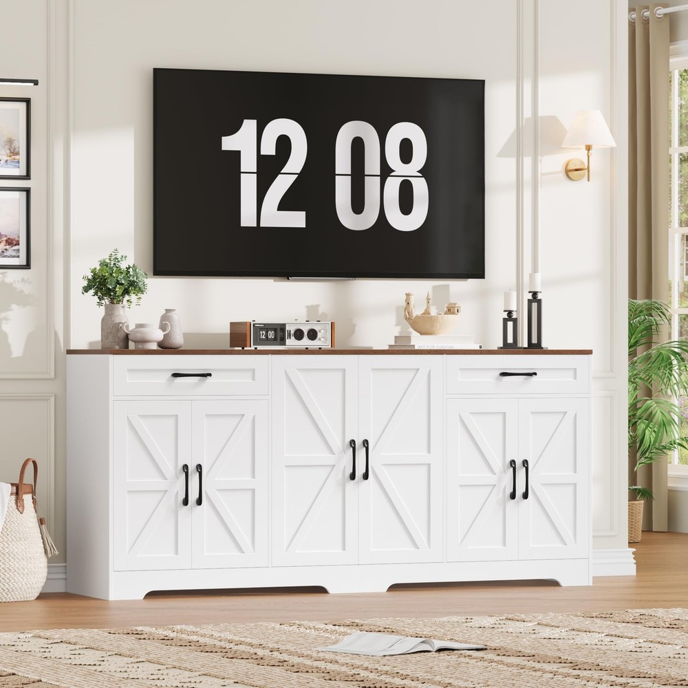 71” Large Sideboard Buffet Cabinet with Storage, Farmhouse Kitchen Buffet Cab...