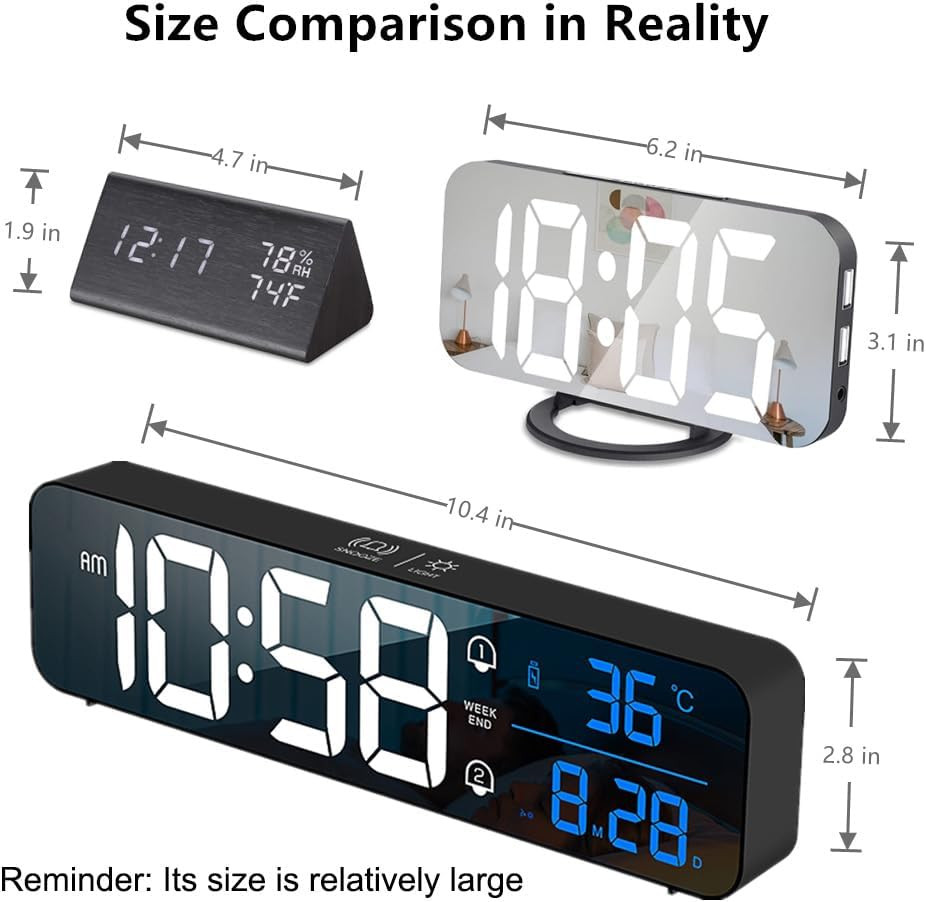 Digital Clock, Clock for Bedroom, Digital Wall Clock, Clocks for Living Room Dec