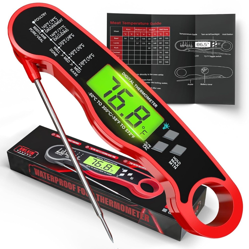 Instant Read Digital Meat Thermometer with Backlight - Perfect BBQ Tool