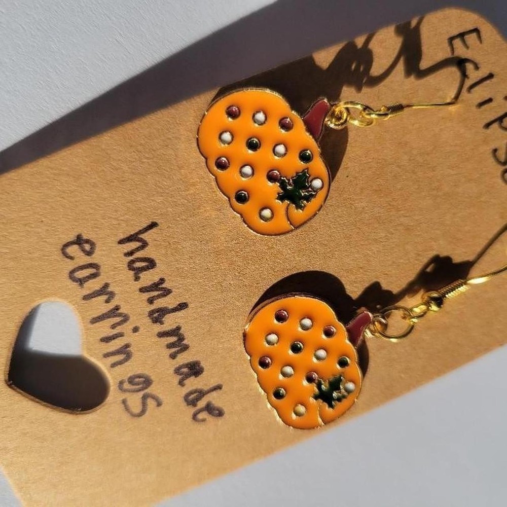 Handmade Gold Pumpkin Earrings