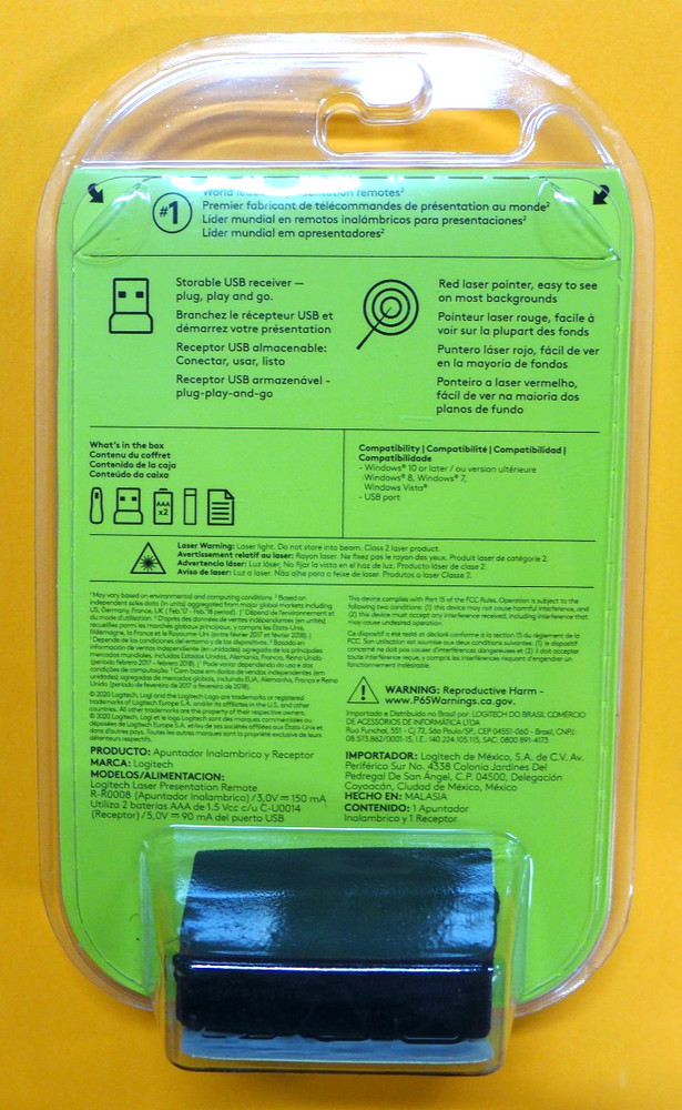 NEW Logitech R400 USB Laser Presentation Remote Pointer 910-001354