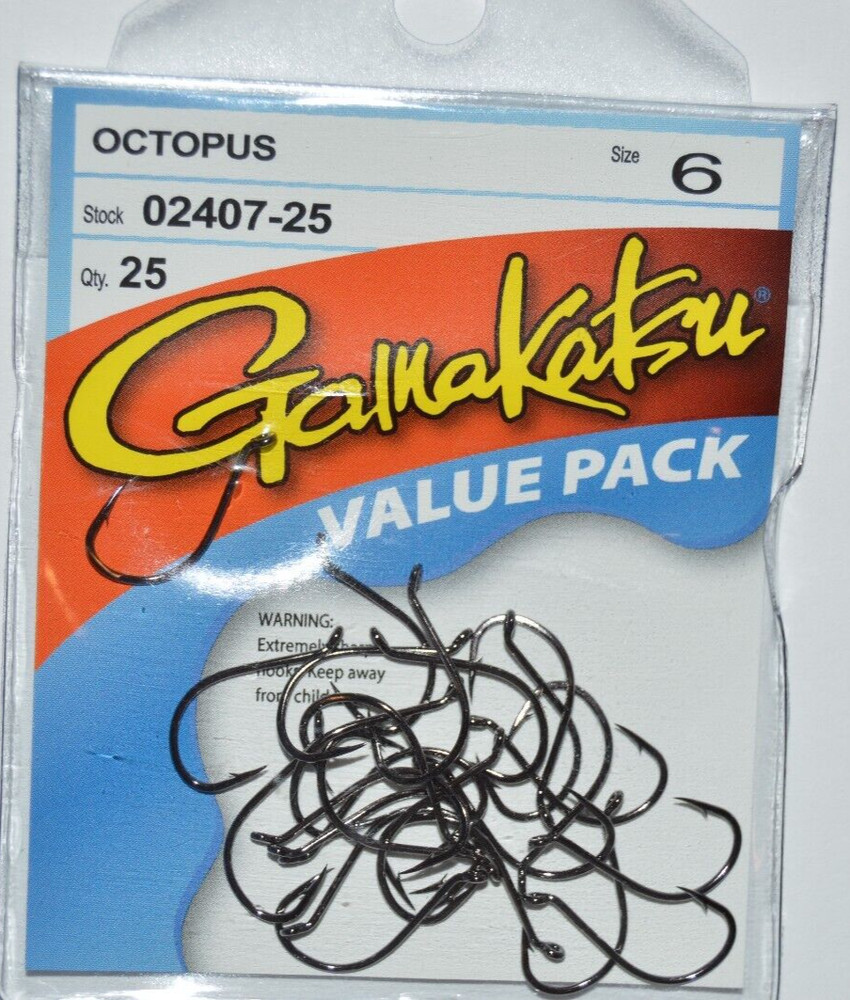 gamakatsu octopus hook size 6  25 per pack # 02407-25  value pack hooks