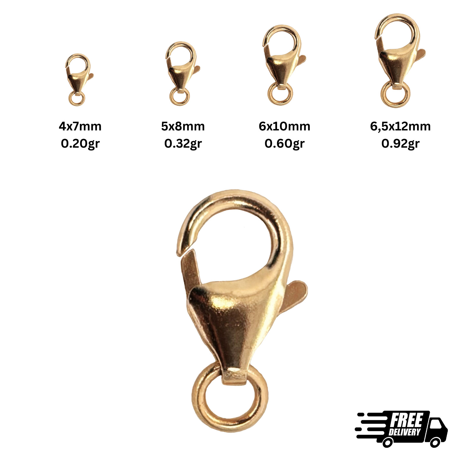 14K Yellow Gold Lobster Clasp Pear Shape Jewelry Finding Bracelet Necklace