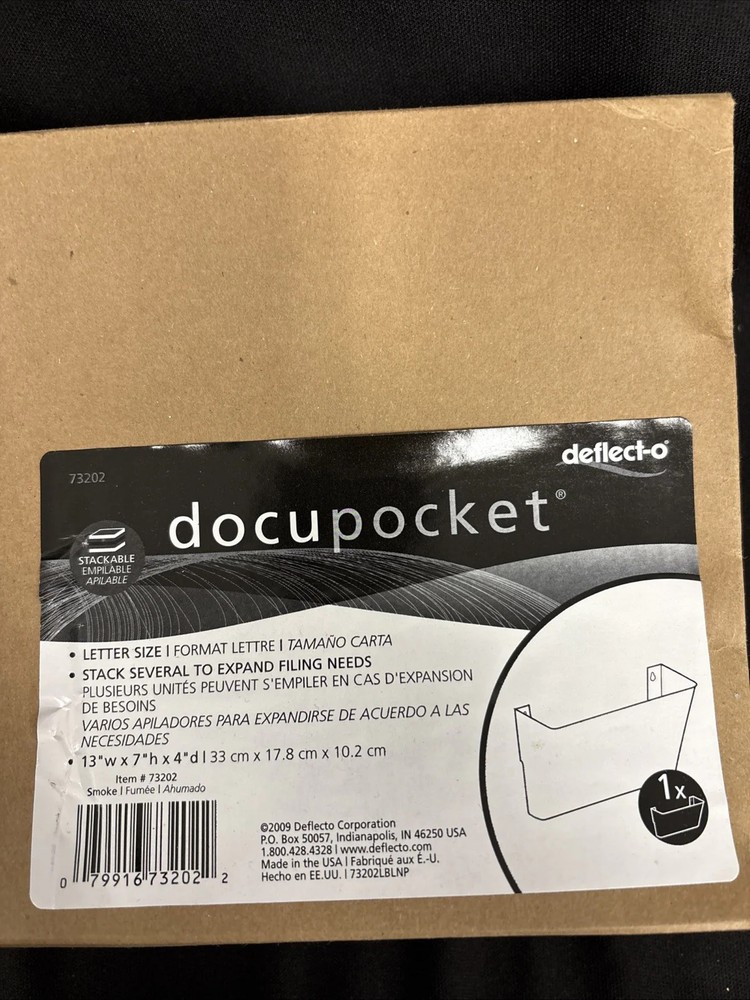 Deflecto DocuPocket Stackable Wall Pocket Plastic Letter 13 x 4 x 7 Smoke 73202