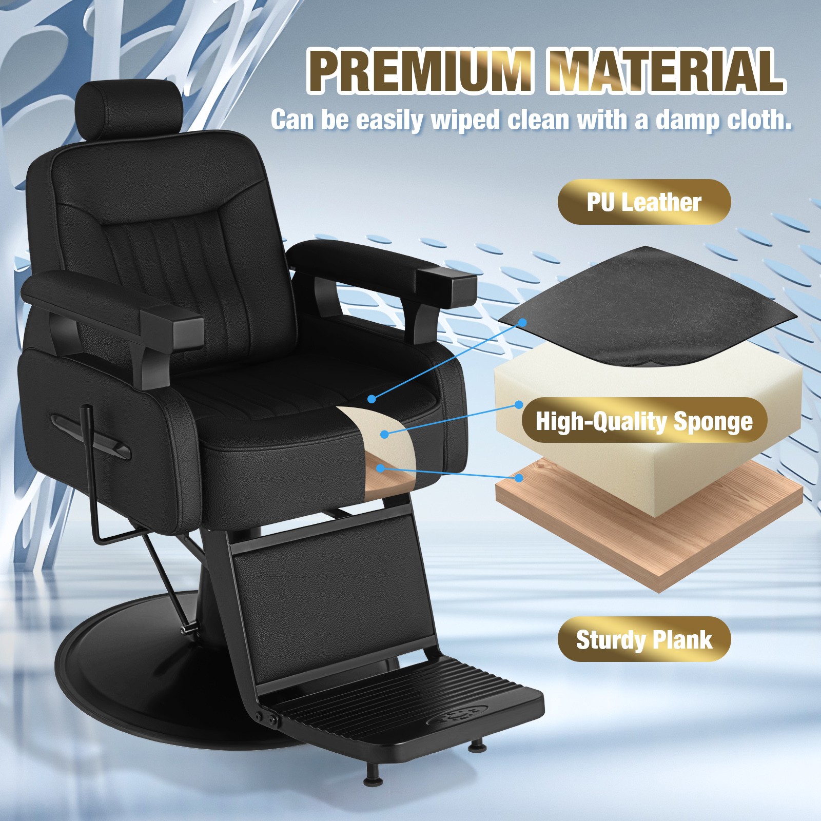 Vintage Black Recline All Purpose Barber Chair Hydraulic SalonSpa Beauty Stylist