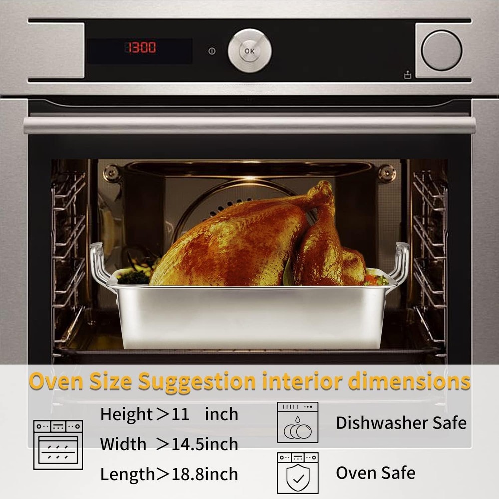 V-Shaped Rack Roasting Pan - 20lb Capacity