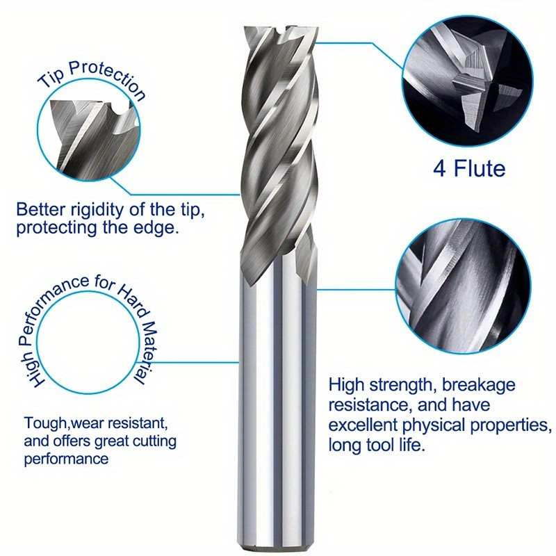 10 Set End Mill 4 Flute Milling Cutter HSS Straight Shank Drill Bit 2-12mm