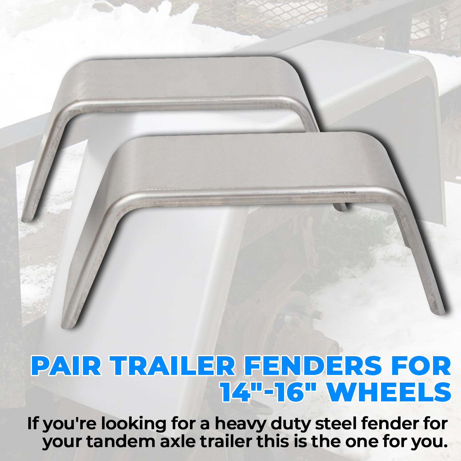 Set of 2 Square Steel Cargo Trailer Fenders Pair 14"-16" wheels