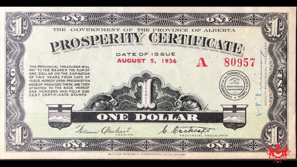 1936 Prosperity Certificate 1$ A80957 - AU58 -