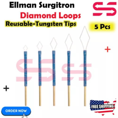 Ellman Surgitron 5 Pcs Diamond loop Electrodes Reusable Tungsten Tips New CE US