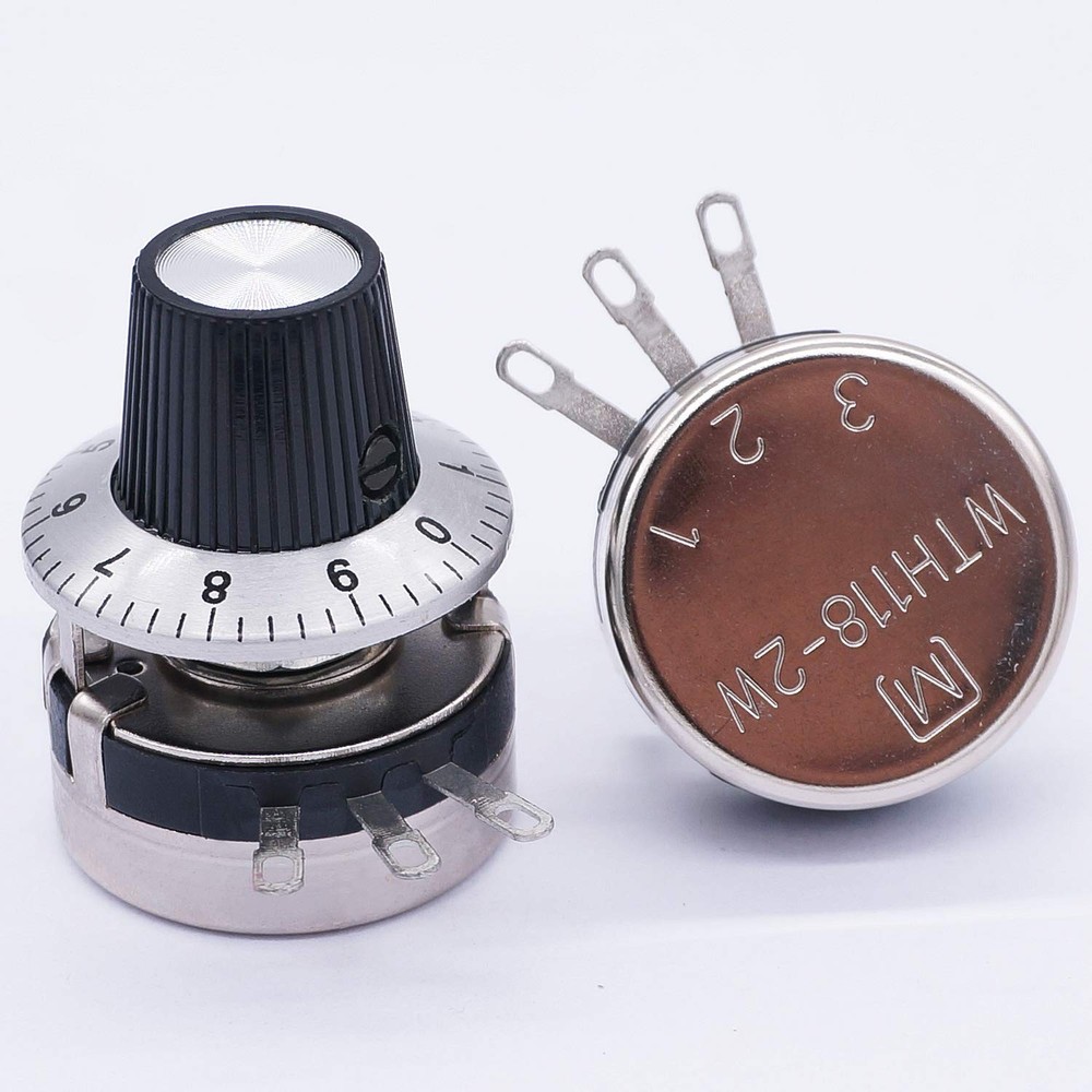 2-Pack 1K Ohm Single Turn Rotary Carbon Potentiometer & Knobs for Electronics