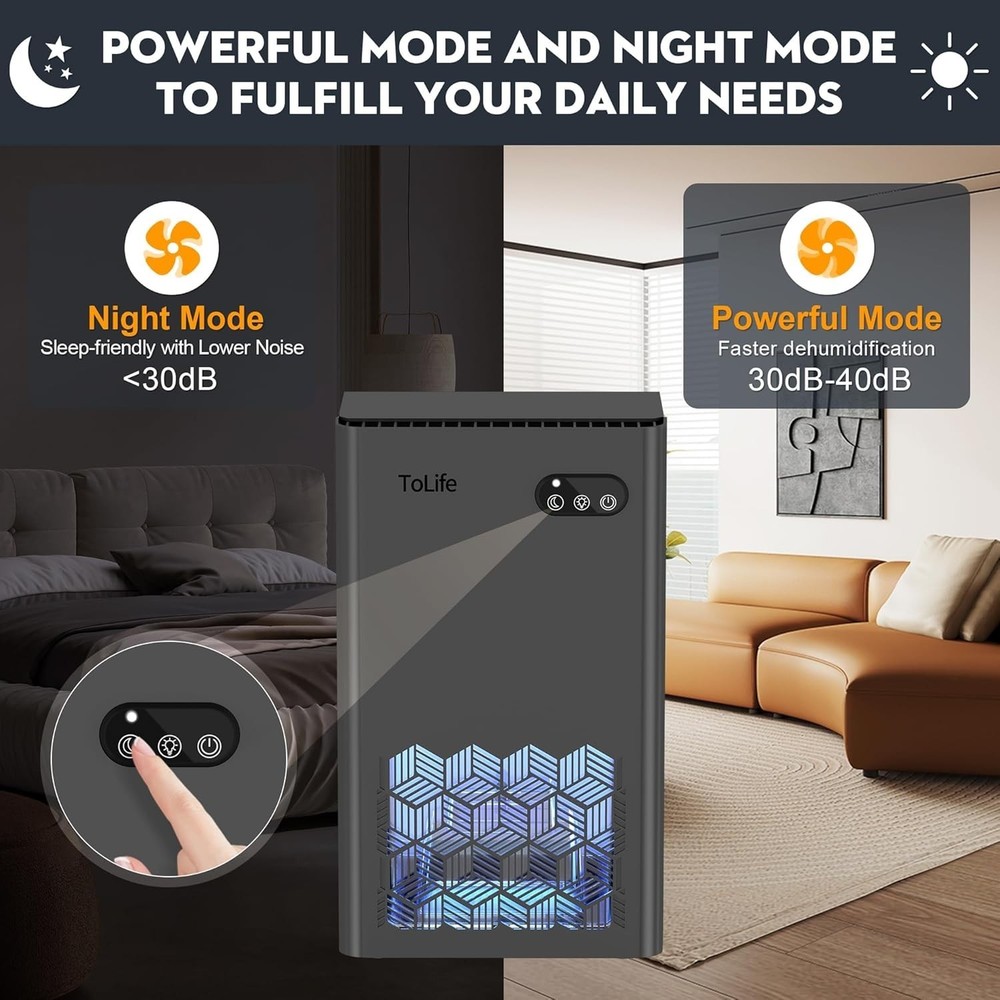 Versatile Dehumidifier for Home: 1000 sq.ft Coverage with Auto Shutoff Feature