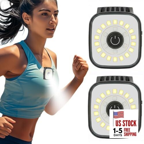 Running Lights for Runners, 2 Pack Rechargeable Clip on Flashlight, Waterproof