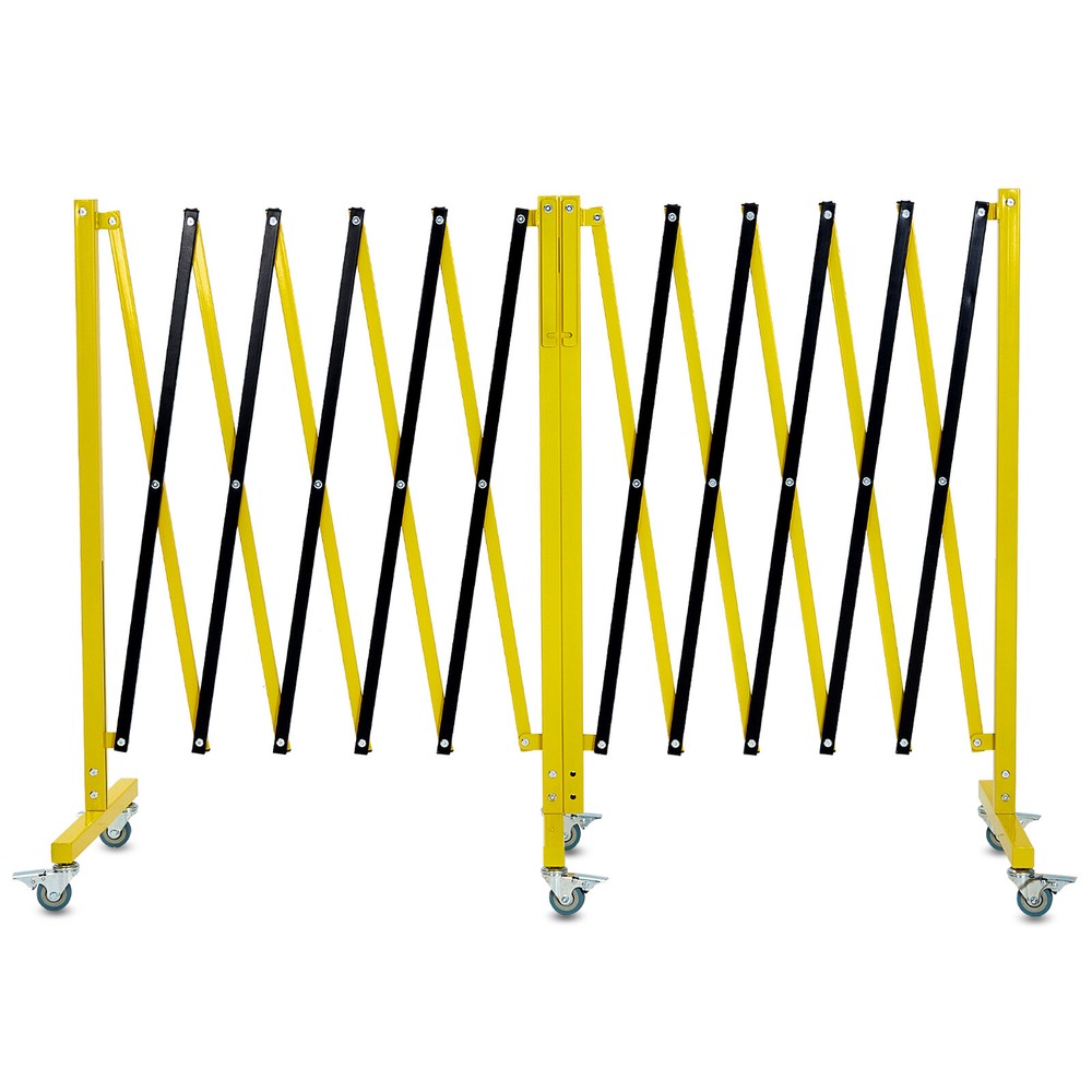 19.8FT Rotatable Security Gate Metal Expandable Mobile Barricade Gate w/ Wheels